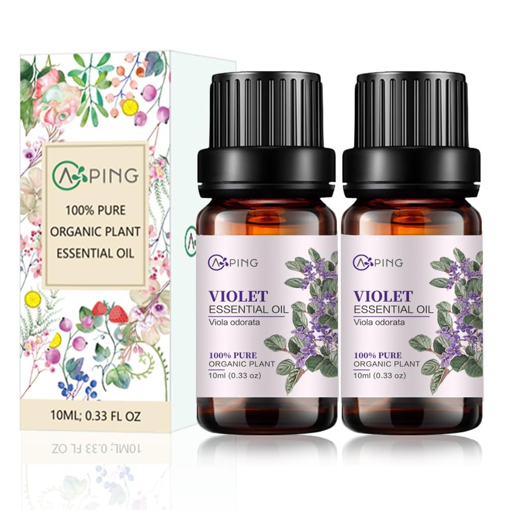 2-Pack Violet Essential Oil - 100% Pure Organic Natural Plant (Viola odorata) Violet Oil for Diffuser, Aroma, Spa, Massage, Yoga, Perfume, Body - 2x10ML