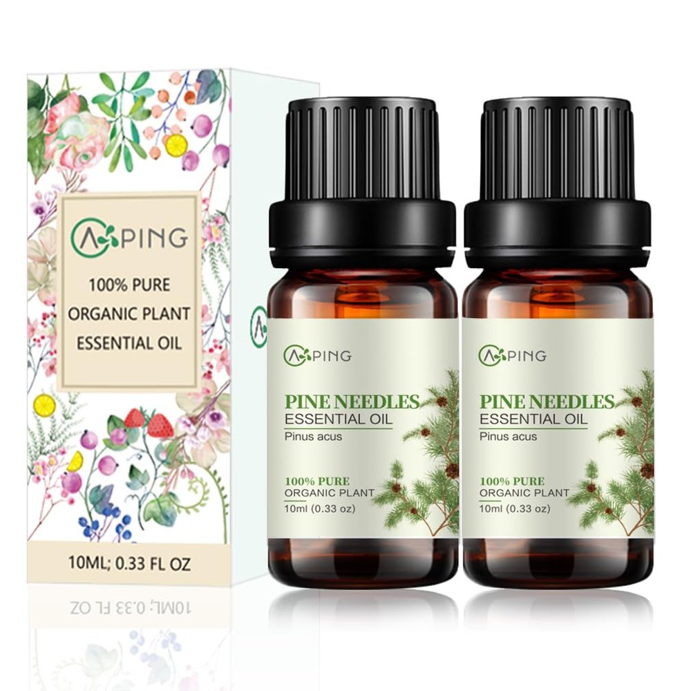 2-Pack Pine Needles Essential Oil - 100% Pure Organic Natural Plant (Pinus acus) Pine Needles Oil for Diffuser, Aroma, Spa, Massage, Yoga, Perfume, Body - 2x10ML
