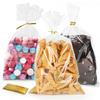 ROLYTA 100 Pcs Cellophane Treat Bags, 6x10 Inch Clear Cellophane Gift Bags with 110 Twist Ties for Packaging Candy Cookie Bakery Party Favor Bags view 1