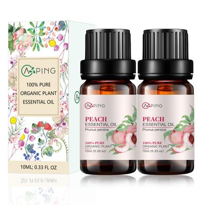 2-Pack Peach Essential Oil - 100% Pure Organic Natural Plant (Prunus persica) Peach Oil for Diffuser, Aroma, Spa, Massage, Yoga, Perfume, Body - 2x10ML