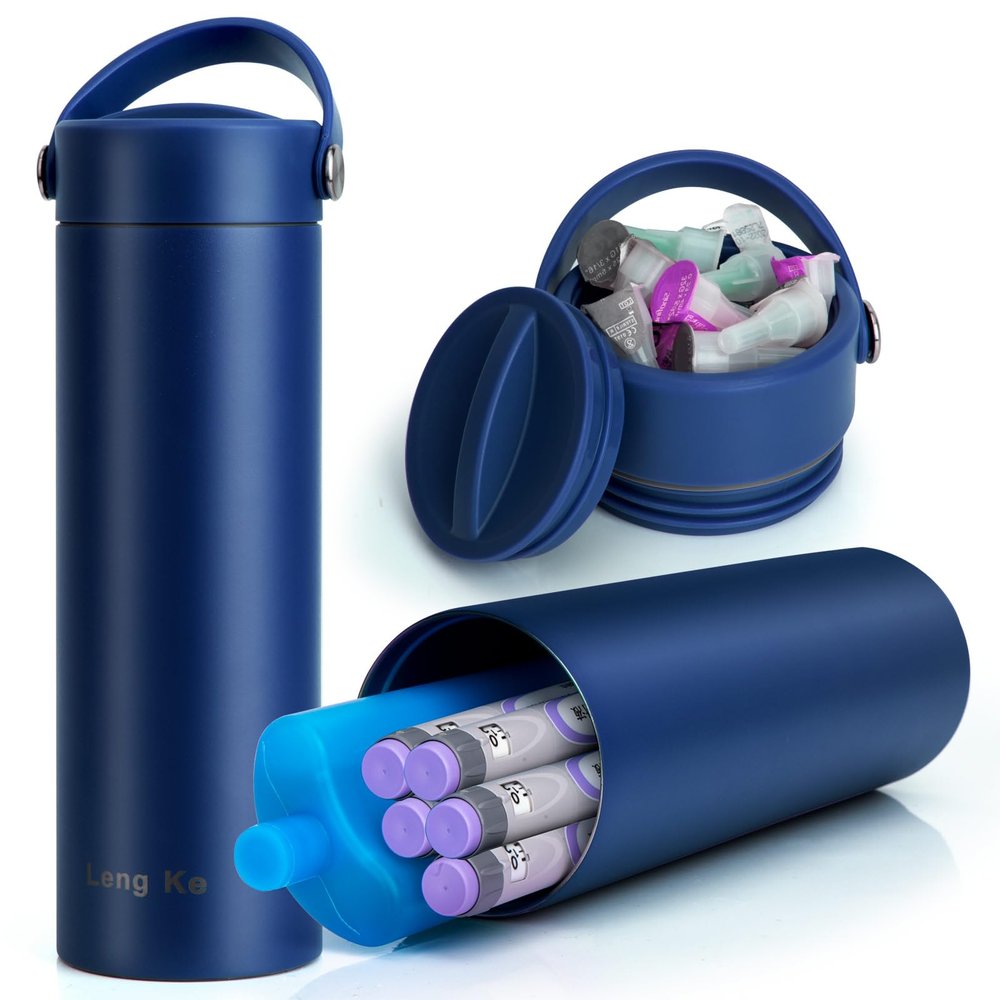 LengKe 48H Insulin Cooler Travel Case,TSA Approved Insulin Pen CoolerTravel Bottle for Insulin Pens and Diabetic Supplies, Insulina Medication Cooler Bottle Diabetes Storage Vial (Navy Blue)