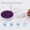 Meaudiwes Daily Contact Lens Case Leak Proof Contact Lens Box Holder With Mirror Suitable For Daily Makeup Office Travel Outdoor Compatible with Beautiful Dark Purple Bling Glitter Sparkles Pattern view 3