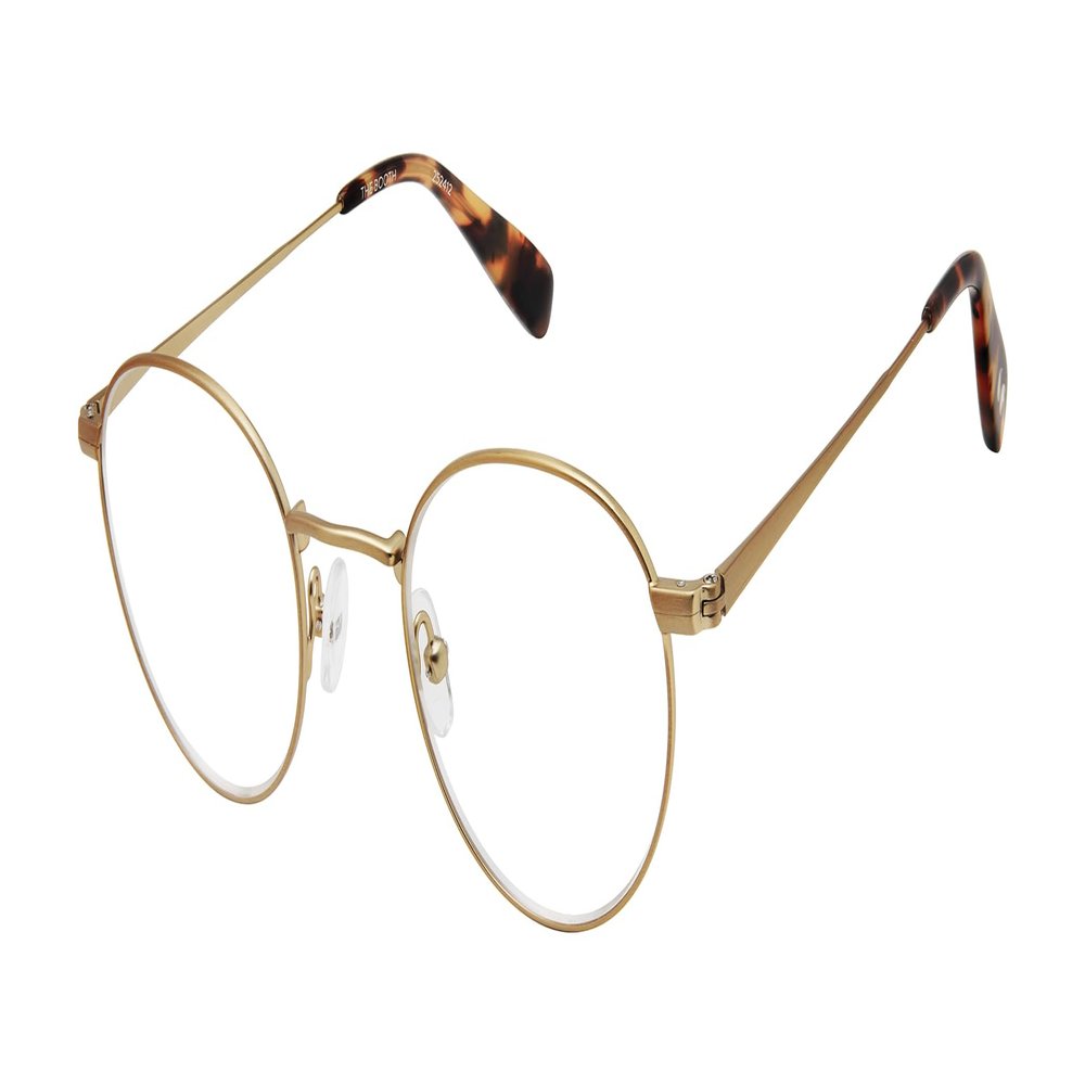 Scojo New York The Booth Reading Glasses, Handmade Scratch Resistant Readers for Women and Men, Antique Gold +2.75