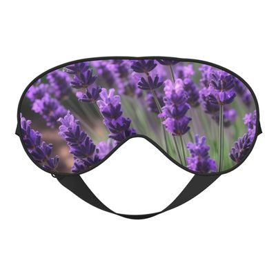 KLBTR Soft Purple Lavender Printed Eye Mask,Adjustable Breathable Eye Masks for Sleep,Light Blocking & Double-Sided, Black