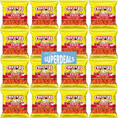 Chesters Flamin' Hot Fries | Value Pack Bundled by SUPERDEALS | 1.75 Oz Bag | Pack of 16 with mystery gift