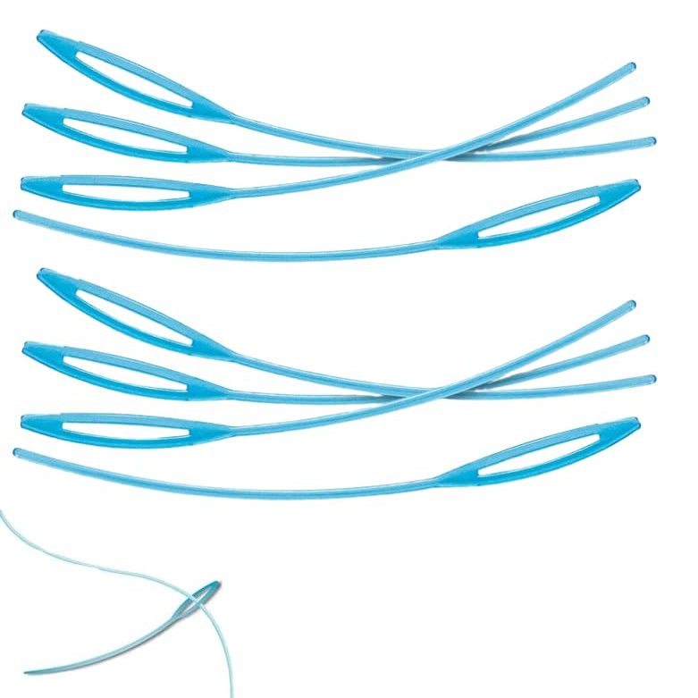 AmeriCan Goods Orthodontic Floss Threaders Blue Curved Smooth Edges Dental Floss Threader for Braces, Bridges, and Implants (500)