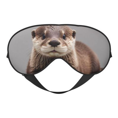 KLBTR Soft cute otter Printed Eye Mask,Adjustable Breathable Eye Masks for Sleep,Light Blocking & Double-Sided, Black