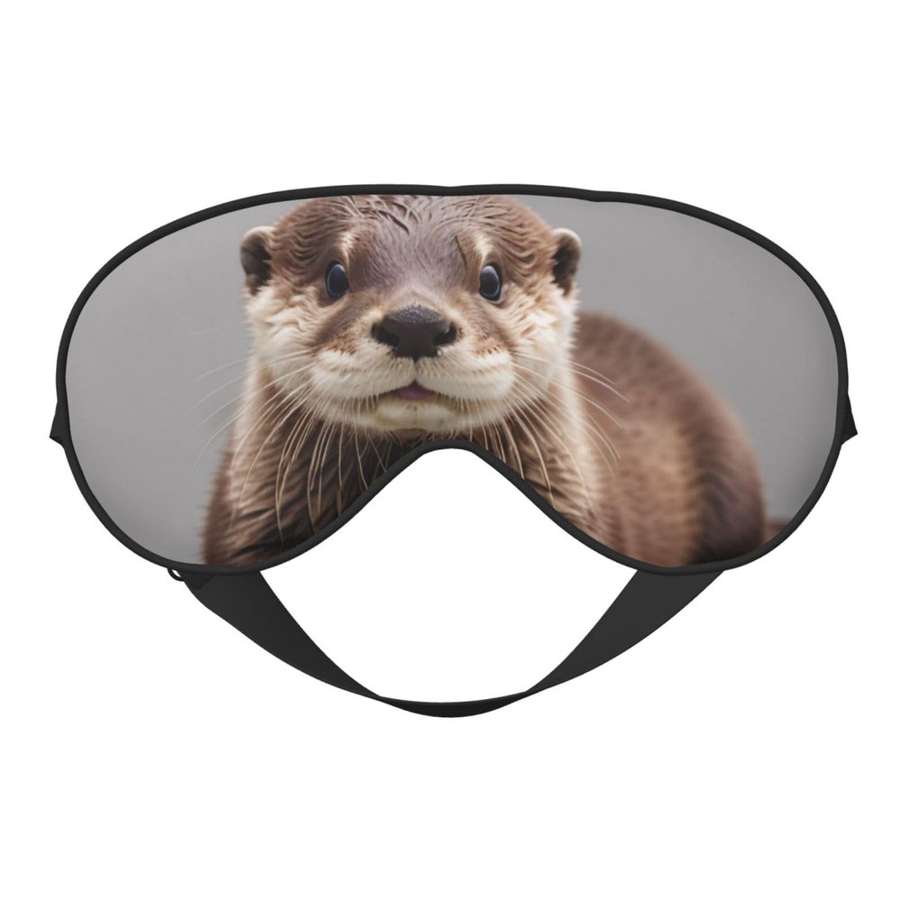 KLBTR Soft cute otter Printed Eye Mask,Adjustable Breathable Eye Masks for Sleep,Light Blocking & Double-Sided, Black