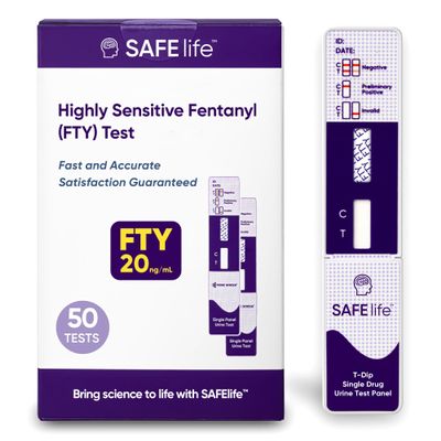SAFE LIFE[100 PACK] FTY Single Panel Urine TestRapid Test Result in 5 Mins, Synthetic OPI Detecting Drug Testing Card, CUT-OFF 20 ng/ml, Highly Sensitive Drug test kit (100), Purple