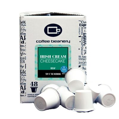 Irish Cream Cheesecake Decaf Coffee Pods by Coffee Beanery | 48ct Bulk Flavored Decaf Coffee Pods Medium Roast Coffee Pods| 100% Specialty Arabica Coffee| Gourmet Coffee Pods