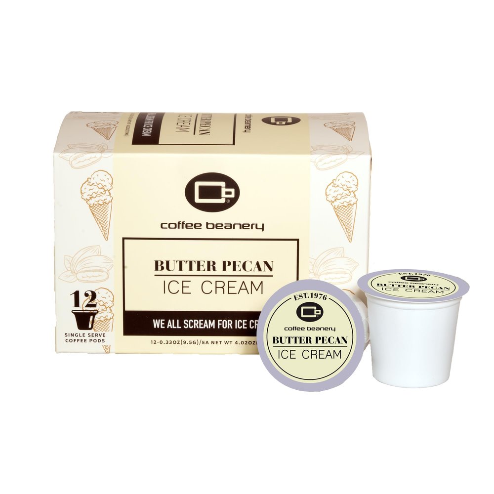 Coffee Beanery Butter Pecan Ice Cream Coffee Pods | 12ct Flavored Medium Roast | 100% Specialty Arabica | Gourmet
