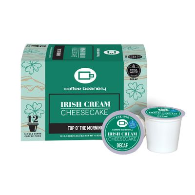 Irish Cream Cheesecake Decaf Coffee Pods by Coffee Beanery | 12ct Flavored Decaf Coffee Pods Medium Roast Coffee Pods| 100% Specialty Arabica Coffee| Gourmet Coffee Pods