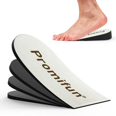 Adjustable Heel Lifts for Heel Pain Relief - Promifun Shoe Inserts for Achilles Tendonitis, Plantar Fasciitis, Heel Spur, Height Increase Inserts, Beige, Women's 9-11.5, Men's 7-9.5 (M)