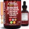 Clean Nutra Berberine with Ceylon Cinnamon Supplement Liquid Drops + Bitter Melon Extract, Glucomannan, Gymnema, Chromium, Turmeric, Organic Panax Ginseng, Moringa GLP-1 Support view 1