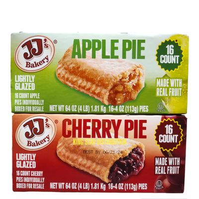NineLife Basics Apple & Cherry Pie Variety Snack Pies, Individual Dessert, Fresh-Baked, Nut-Free, Kosher Parve, 16 Apple pies + 16 Cherry Pies Total 32 Box 4 Oz Each