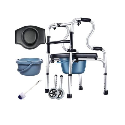 Foldable Commode/Shower Chair Portable Foldable Bedside Commodes Chair,Height-Adjustable Toilet Shower Chairs with Armrests and Bucket