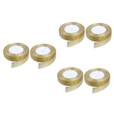 Tofficu 6rolls Shiny Gold Packaging Ribbon for Wedding Decorations Decorative Straps for Valentine Day Christmas Party