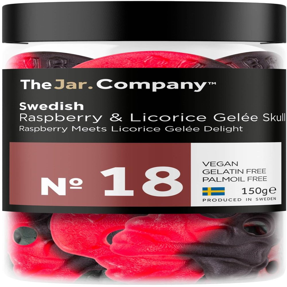 TheJar.Company - Swedish Candy - ?18 - Raspberry & Licorice Gele Skull