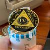 2 Year AA Medallion Metallic Black How Tri-Plate Sobriety Chip view 3