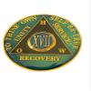 17 Year AA Medallion Metallic Green How Tri-Plate Sobriety Chip view 3