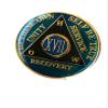12 Year AA Medallion Metallic Green How Tri-Plate Sobriety Chip view 1