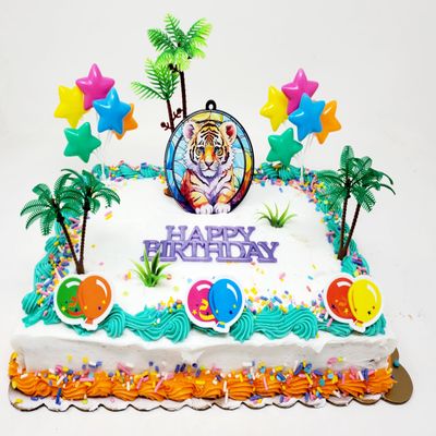 NineLife Basics Baby Tiger Themed 10 Piece Birthday Cake Topper Set