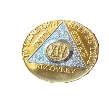 11 Year AA Medallion Gold How Bi-Plate Sobriety Chip