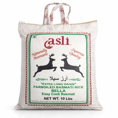 Asli fine Naturally aromatic, Extra long grain parboiled basmati rice stella Net Wt. 1x10 Lbs- Easy to Cook - Low Glycemic Index - Extra Long Grain, Naturally Aged, Fluffy & Aromatic | Premium Quality Rice for Biryani, Pulao & Authentic Cooking