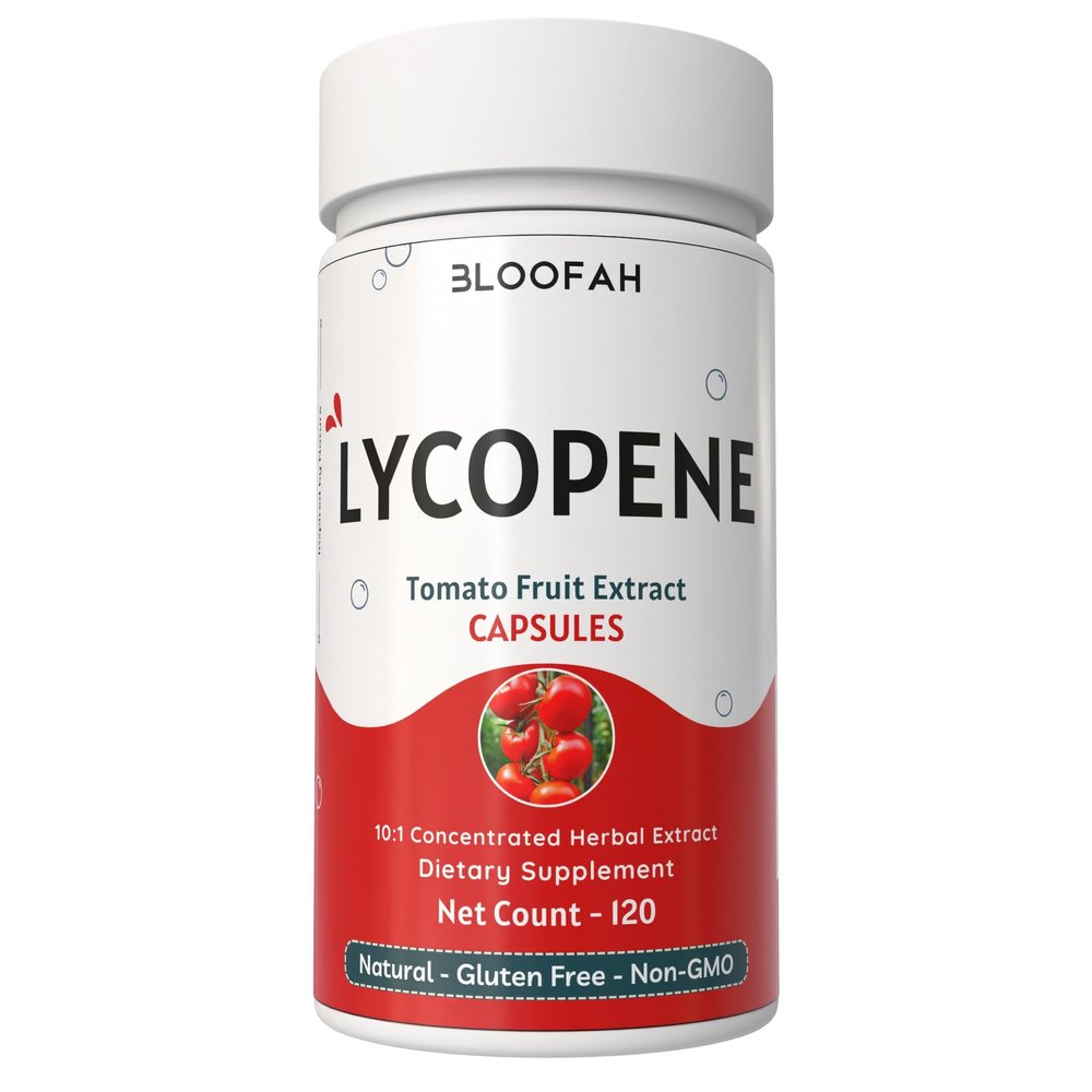 Bloofah 500mg Lycopene Supplement Tomato Extract 10:1 Capsules - 120 Count | 100% Pure, Non-GMO & Gluten Free Formula | Natural Carotenoid Supplement for Health and Wellness Support