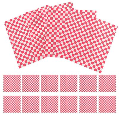 ABOOFAN 50sheets Greaseproof Sandwich Paper Liners Checkered Food Wrap for Burgers Fries and Baked Goods Oil-resistant Dual-sided Food Paper for Easy Serving and Cleanup