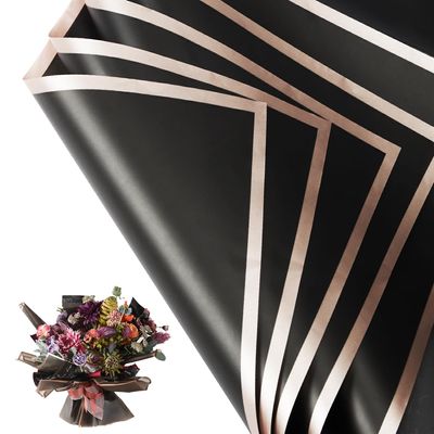 30 Sheets Black Gold Edge Flower Bouquet Wrapping PaperFlorist Supplies Waterproof Floral Bouquet Wrapping Paper Bouquet AccessorieFlower Shop Packaging Pape for DIY Gift Wedding Birthday