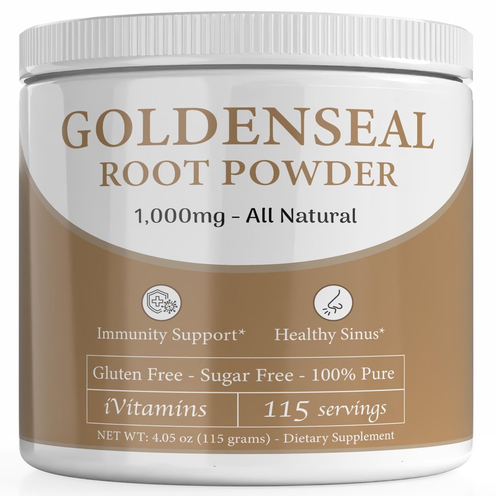iVitamins Golden Seal Powder - Golden Seal Powder for Sinus - Goldenseal - Echinacea Goldenseal - Goldenseal Root - Golden Seal - Goldenseal Root Powder Organic - 1,000mg per Serving - 115 Servings