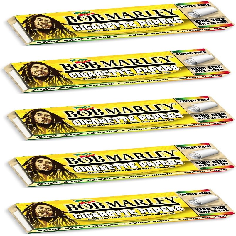 Bob Marley Rolling Papers Combo Pack - All Natural - with Tips (5 Pack)