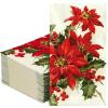 200Pcs Christmas Guest Napkin Poinsettia Flower Disposable Paper Napkin Decorative Dinner Hand Towel Napkin for Xmas Holiday Party Supplies view 1