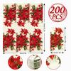 200Pcs Christmas Guest Napkin Poinsettia Flower Disposable Paper Napkin Decorative Dinner Hand Towel Napkin for Xmas Holiday Party Supplies view 2