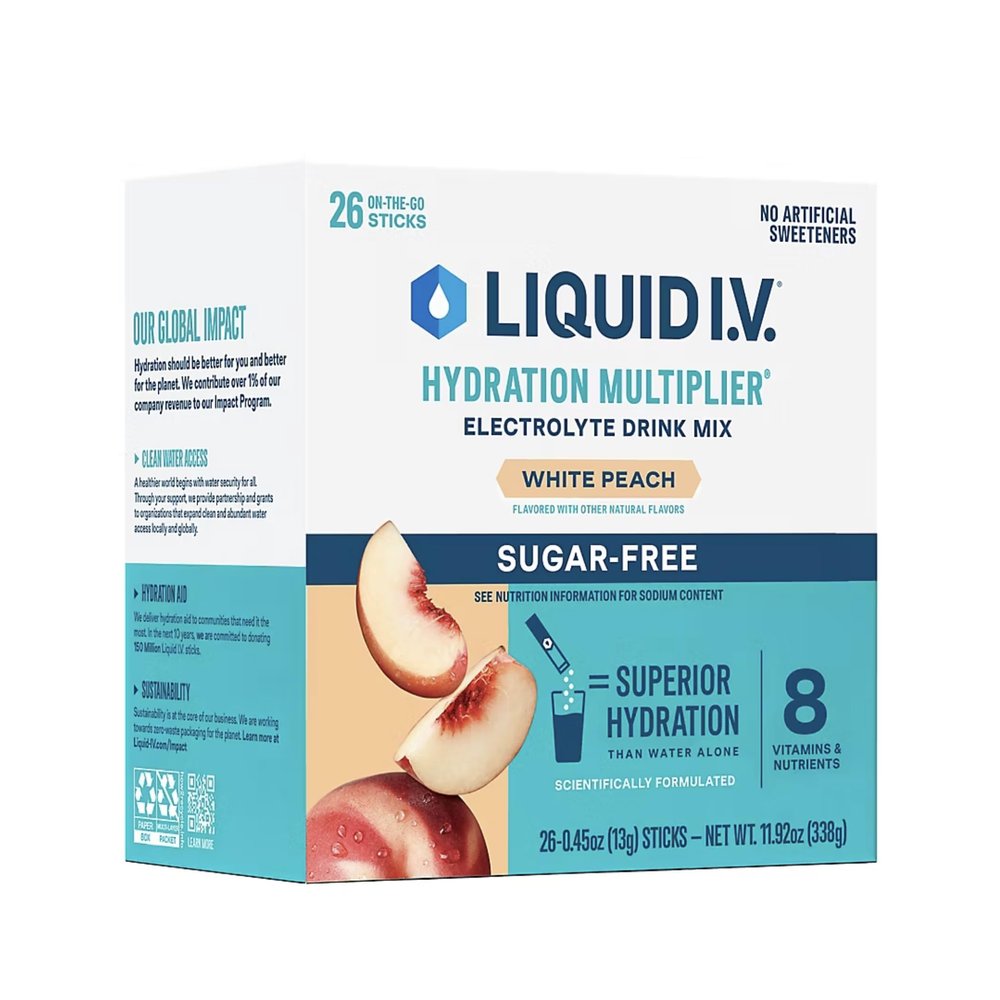 LIQUID IV Liquid I.V. Sugarfree Hydration Multiplier White Peach - 26, 11.7 OZ
