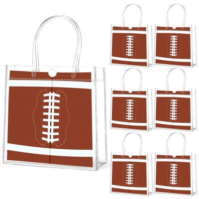 Lonfliness 24Pcs Football Clear PVC Gift Bags With Handles Football Party Favors Goodie Treat Bags Sport Theme Candy Bags Present Wrap Tote Bags for Boys Birthday Baby Shower Decorations 8 x 8 x 3in
