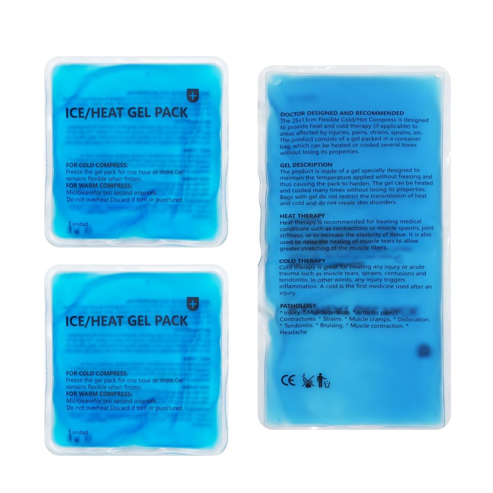 3-in-1 Ice Pack Set (1 Large + 2 Small) - Reusable Cold & Hot Packs - for Pain Relief, for Kids & Adults, Ice Packs for Injuries Reusable