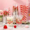 JarThenaAMCS 50Pcs Cherry Plastic Cups with Lids and Straws Red Cherry Flower Heart Clear Plastic Cups 12oz Disposable Cups for Daily Holiday Party Supplies view 4