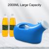 2000ml Urinal Bottle, Portable Long Tube Urinals for Hospital Incontinence, Large Capacity Spill Proof Urine Bottle for Bedridden Patients Elderly Travel Car Truckers, Blue (Large Head) view 2