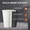 [100 Set] 16 oz Disposable Coffee Cups with Lids, Insulated Paper Cups with Stirring Straw, Leak-Free Food Safe Solo Cups, Ripple Double-Walled Paper Cup for Hot Beverage or Cold Drinks (Black) view 3