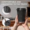 [100 Set] 16 oz Disposable Coffee Cups with Lids, Insulated Paper Cups with Stirring Straw, Leak-Free Food Safe Solo Cups, Ripple Double-Walled Paper Cup for Hot Beverage or Cold Drinks (Black) view 4