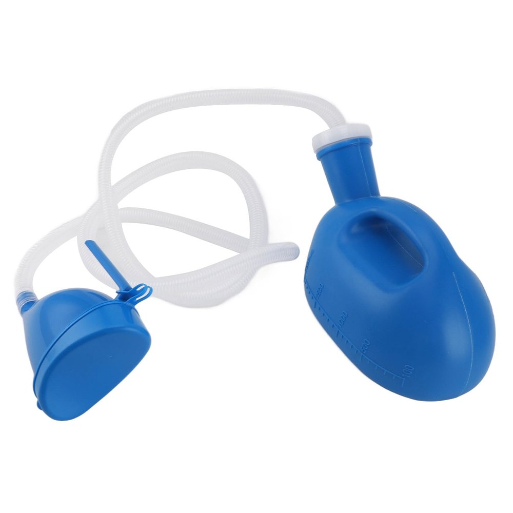 2000ml Urinal Bottle, Portable Long Tube Urinals for Hospital Incontinence, Large Capacity Spill Proof Urine Bottle for Bedridden Patients Elderly Travel Car Truckers, Blue (Unisex Urinal Bottle)