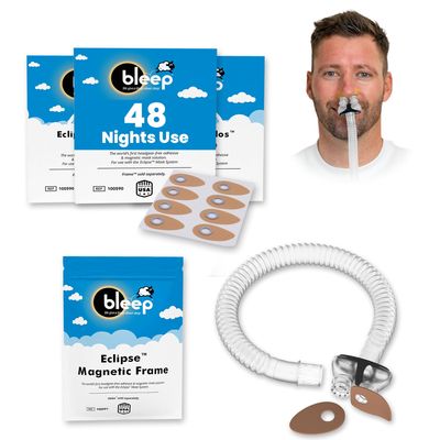 Bleep | Eclipse Magnetic Frame & 96 Halos - 48-Day Supply - MagSeal Ports for Eclipse Frame | Cpap Nose Mask - BPA, Corn, & Head Gear-Free | Cpap Store - USA