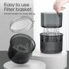 Denture Bath Cup with Cleaning Brush, Large Soaking Container with Strainer Basket for False Teeth & Night Guard, Oral Care Storage Holder for Home Use, Black view 2