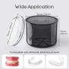 Denture Bath Cup with Cleaning Brush, Large Soaking Container with Strainer Basket for False Teeth & Night Guard, Oral Care Storage Holder for Home Use, Black view 4