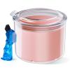 Denture Bath Cup with Cleaning Brush, Large Soaking Container with Strainer Basket for False Teeth & Night Guard, Oral Care Storage Holder for Home Use, Pink view 1