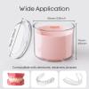 Denture Bath Cup with Cleaning Brush, Large Soaking Container with Strainer Basket for False Teeth & Night Guard, Oral Care Storage Holder for Home Use, Pink view 4