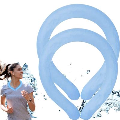 2PCS Neck Cooling Tube with Cold Insulated Bag,Reusable Ice Neck Ring Wearable Body Cooling Products for Summer Heat (Blue)