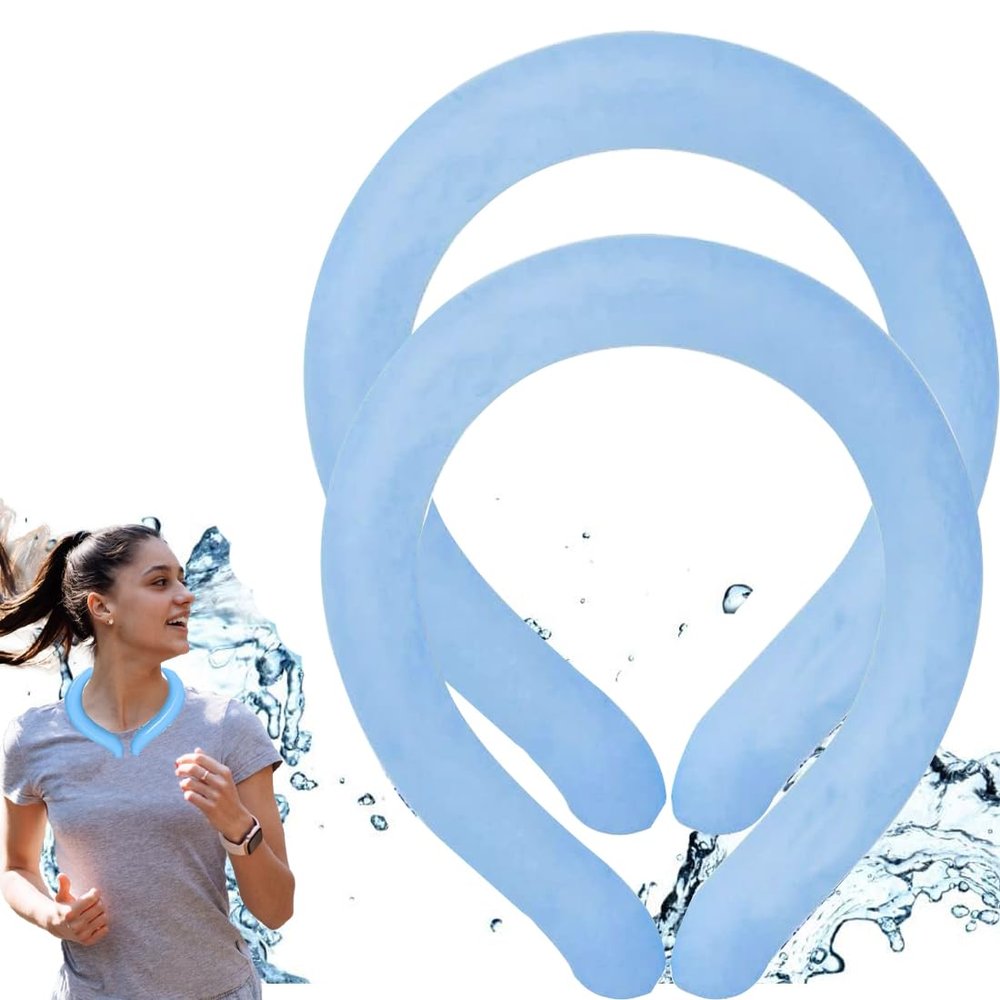 2PCS Neck Cooling Tube with Cold Insulated Bag,Reusable Ice Neck Ring Wearable Body Cooling Products for Summer Heat (Blue)
